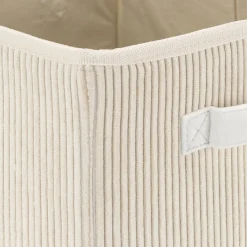 Panier de rangement en velours côtelé H30xL30cm - blanc ventoux