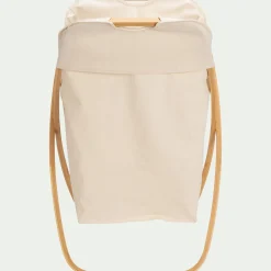 Panier à linge en polycoton et bambou H67xL46cm - blanc