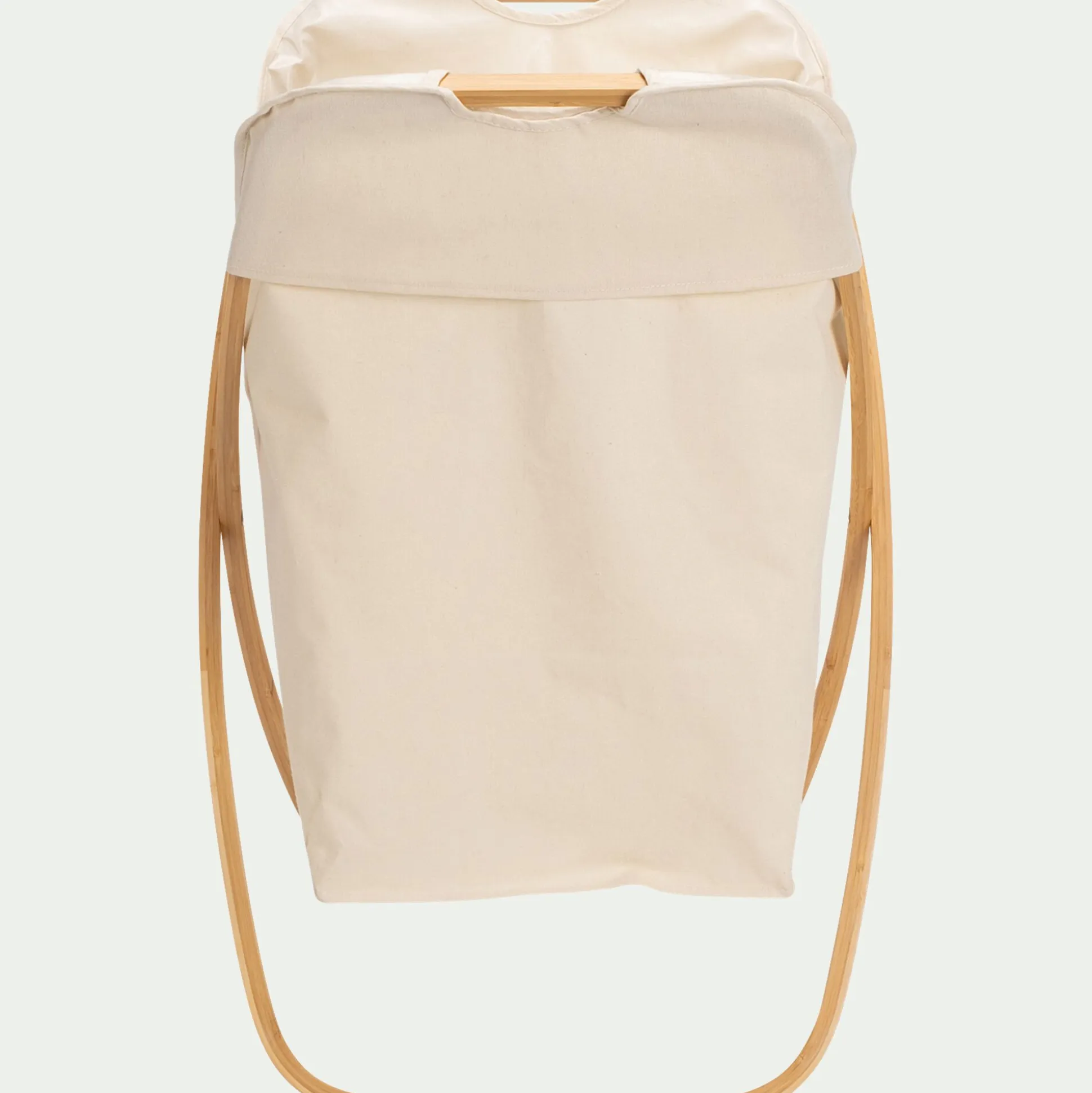 Panier à linge en polycoton et bambou H67xL46cm - blanc