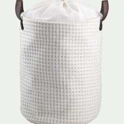 Panier à linge en tissu H50xD38cm - blanc