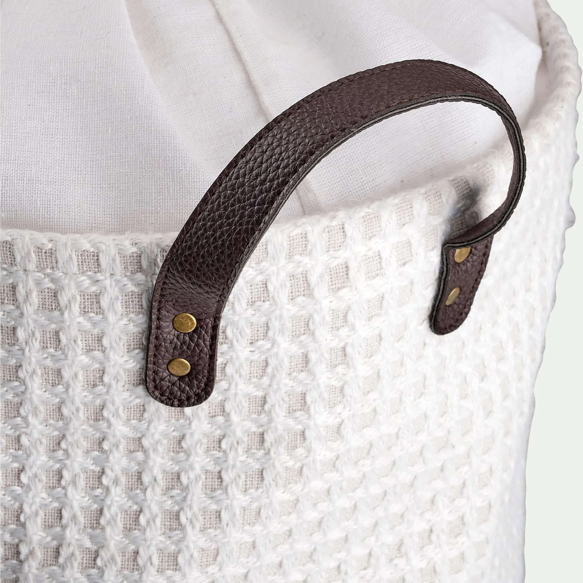 Panier à linge en tissu H50xD38cm - blanc