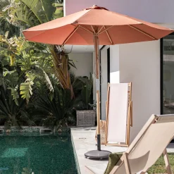 Parasol droit en bambou - brun rustrel D270cm