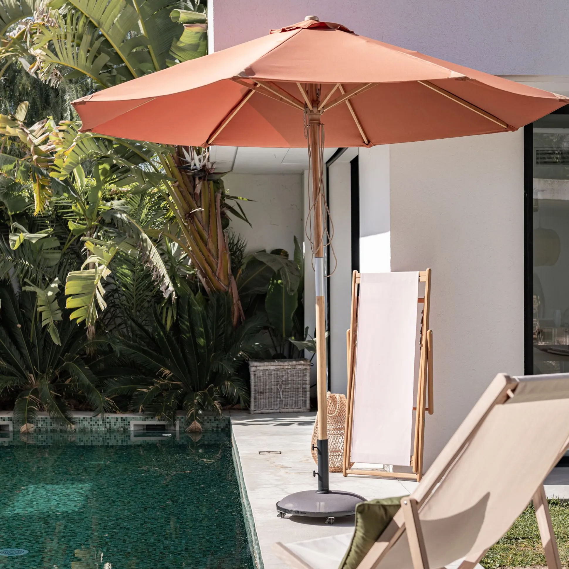 Parasol droit en bambou - brun rustrel D270cm