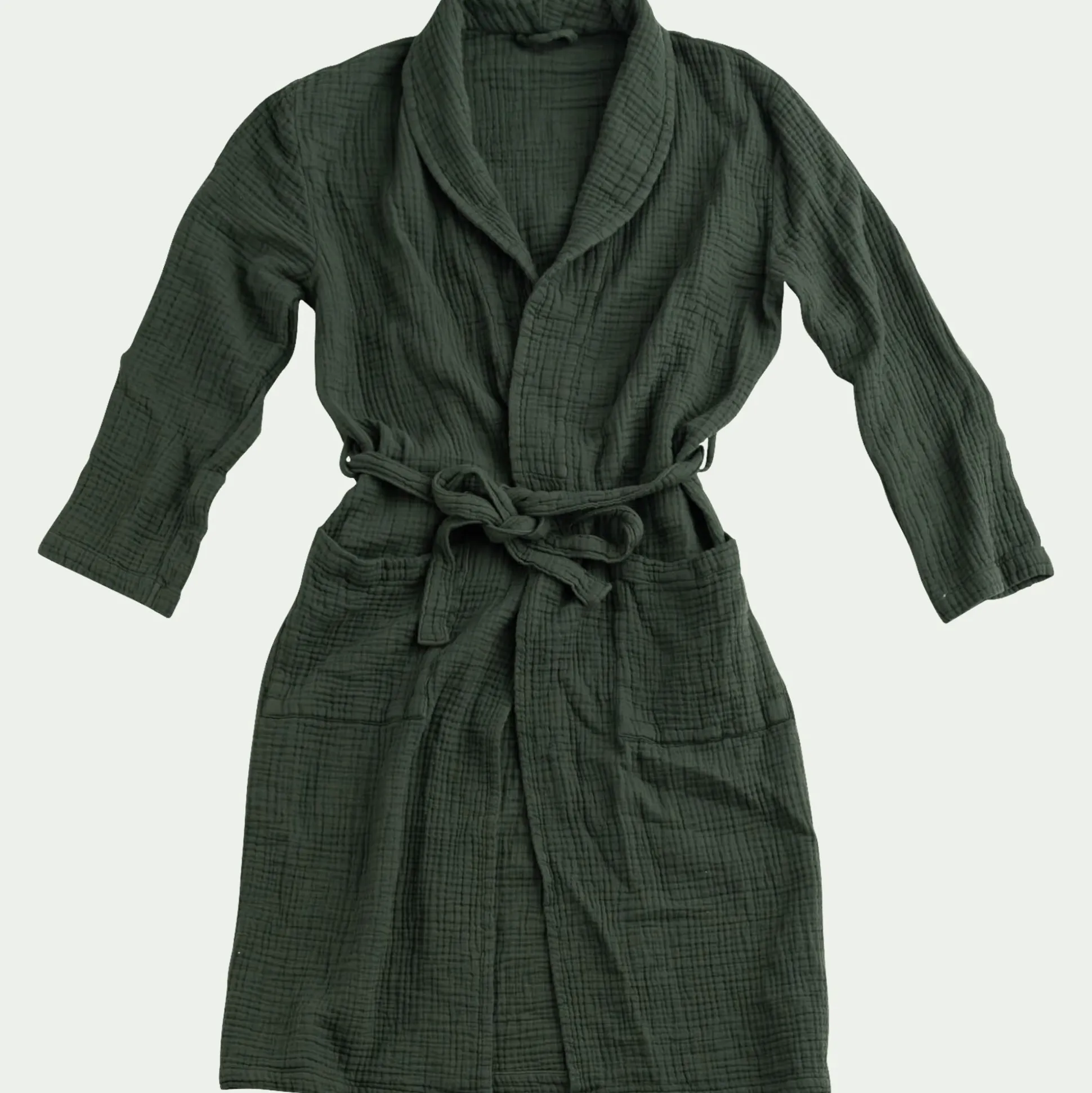 Peignoir en gaze de coton L/XL - vert cèdre