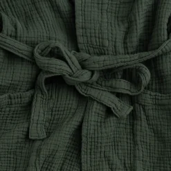 Peignoir en gaze de coton L/XL - vert cèdre