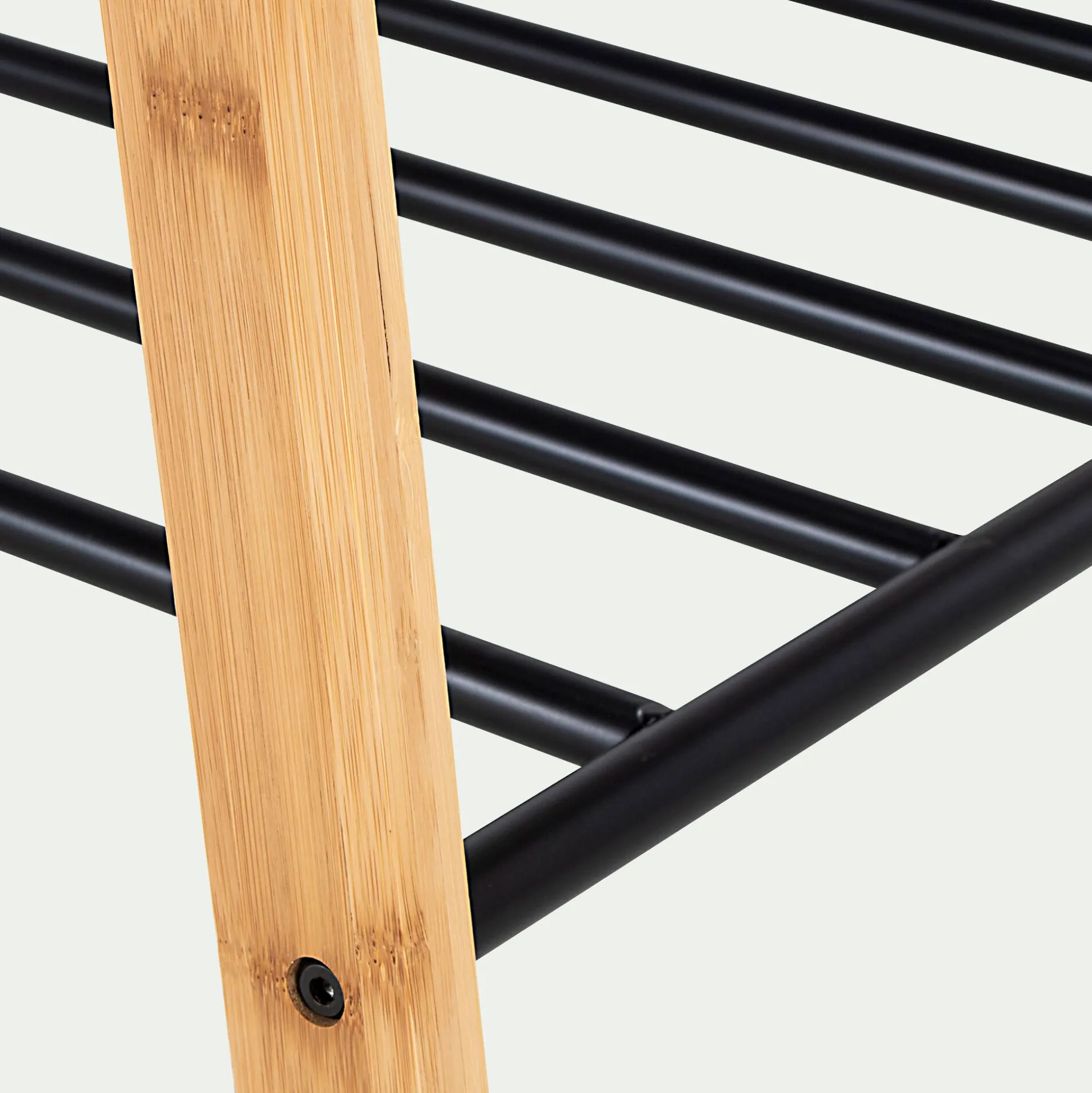 Penderie ouverte à 2 étagères en acier et bambou H173xL93cm - noir