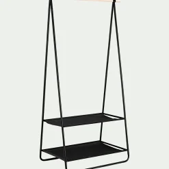 Penderie ouverte à 2 étagères en acier et en bois H171xL95cm - noir