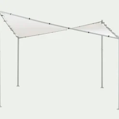 Pergola en acier avec une toile de toit suspendue en polyester - blanc