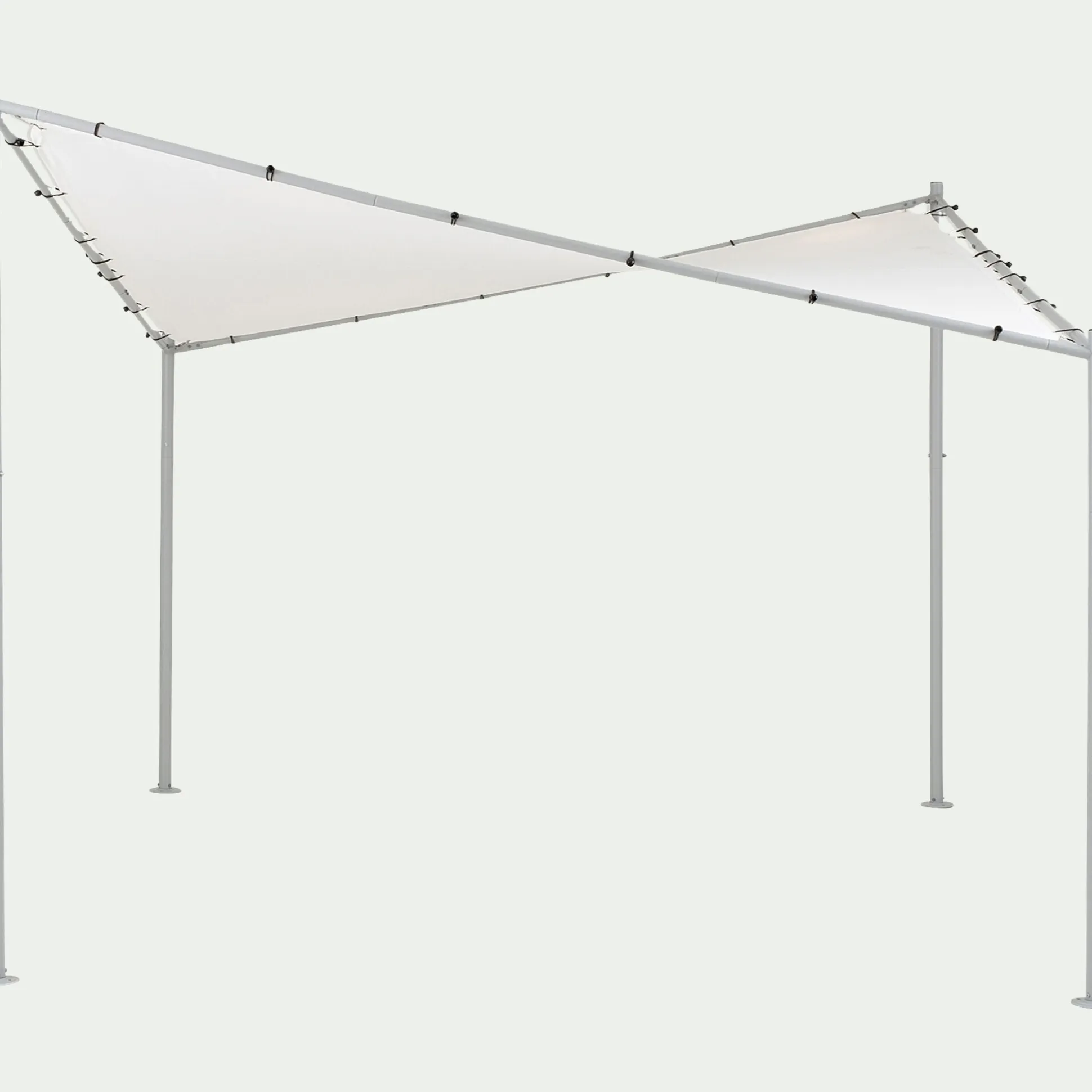 Pergola en acier avec une toile de toit suspendue en polyester - blanc