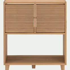 Petit buffet en bois de chêne avec portes striées - bois clair