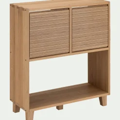 Petit buffet en bois de chêne avec portes striées - bois clair