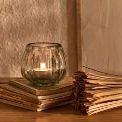 Photophore en verre D9cm - gris