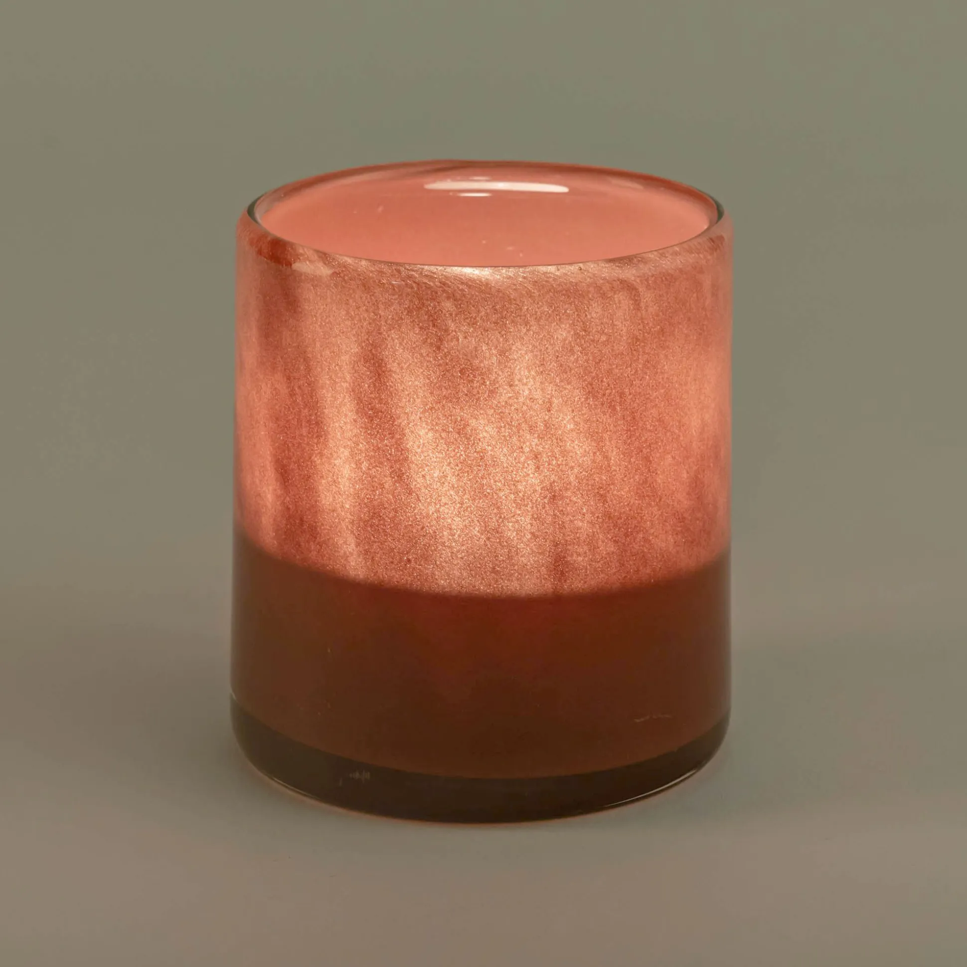 Photophore en verre D8xH8cm - marron