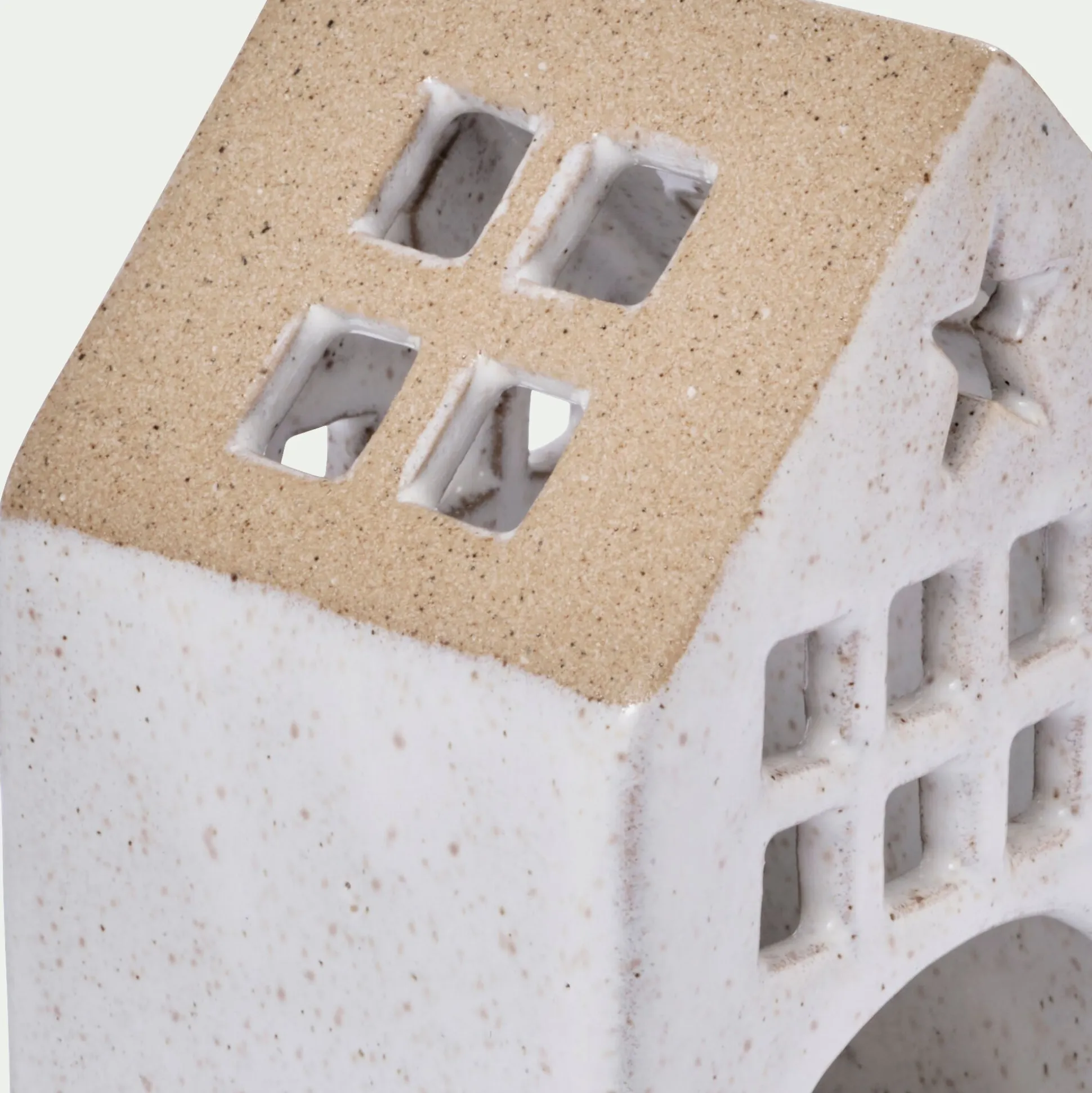 Photophore maisonnette de Noël en dolomite H11cm - gris