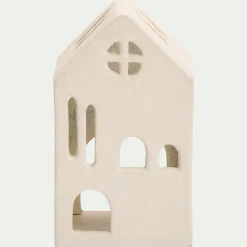 Photophore maisonnette en aluminium H13cm - blanc