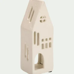Photophore maisonnette en aluminium H17,3cm - blanc
