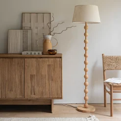 Pied de lampadaire en bois d'hévéa H142 cm - bois clair