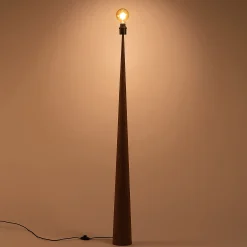 Pied de lampadaire en métal effet bois H157cm - bois foncé