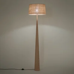Pied de lampadaire en métal effet bois H157cm - bois clair