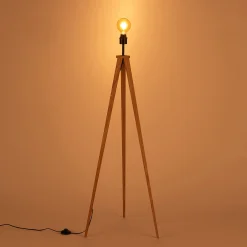 Pied de lampadaire en métal effet bois - naturel H134,50cm