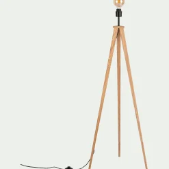 Pied de lampadaire en métal effet bois - naturel H134,50cm