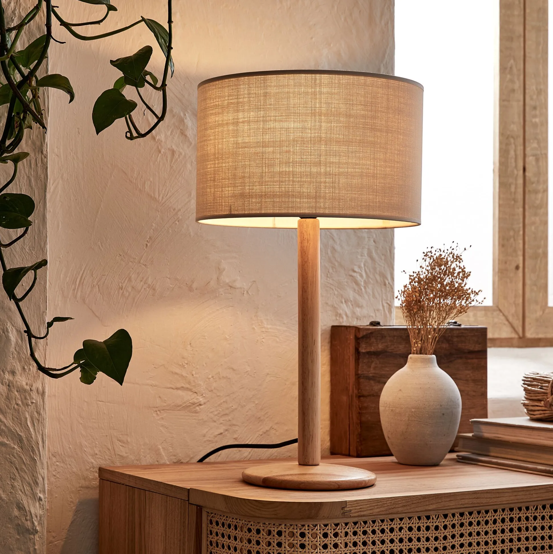 Pied de lampe en hévéa H41,5cm - bois clair