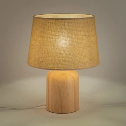Pied de lampe électrifiée en bois d'hévéa D14cm - naturel