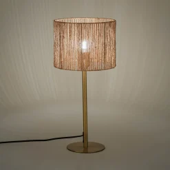 Pied de lampe électrifié en acier - doré H37,2cm