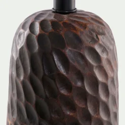 Pied de lampe électrifié en bois de manguier H40cm - marron foncé