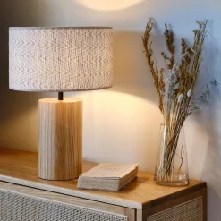 Pied de lampe électrifié en chêne H34,5cm - naturel