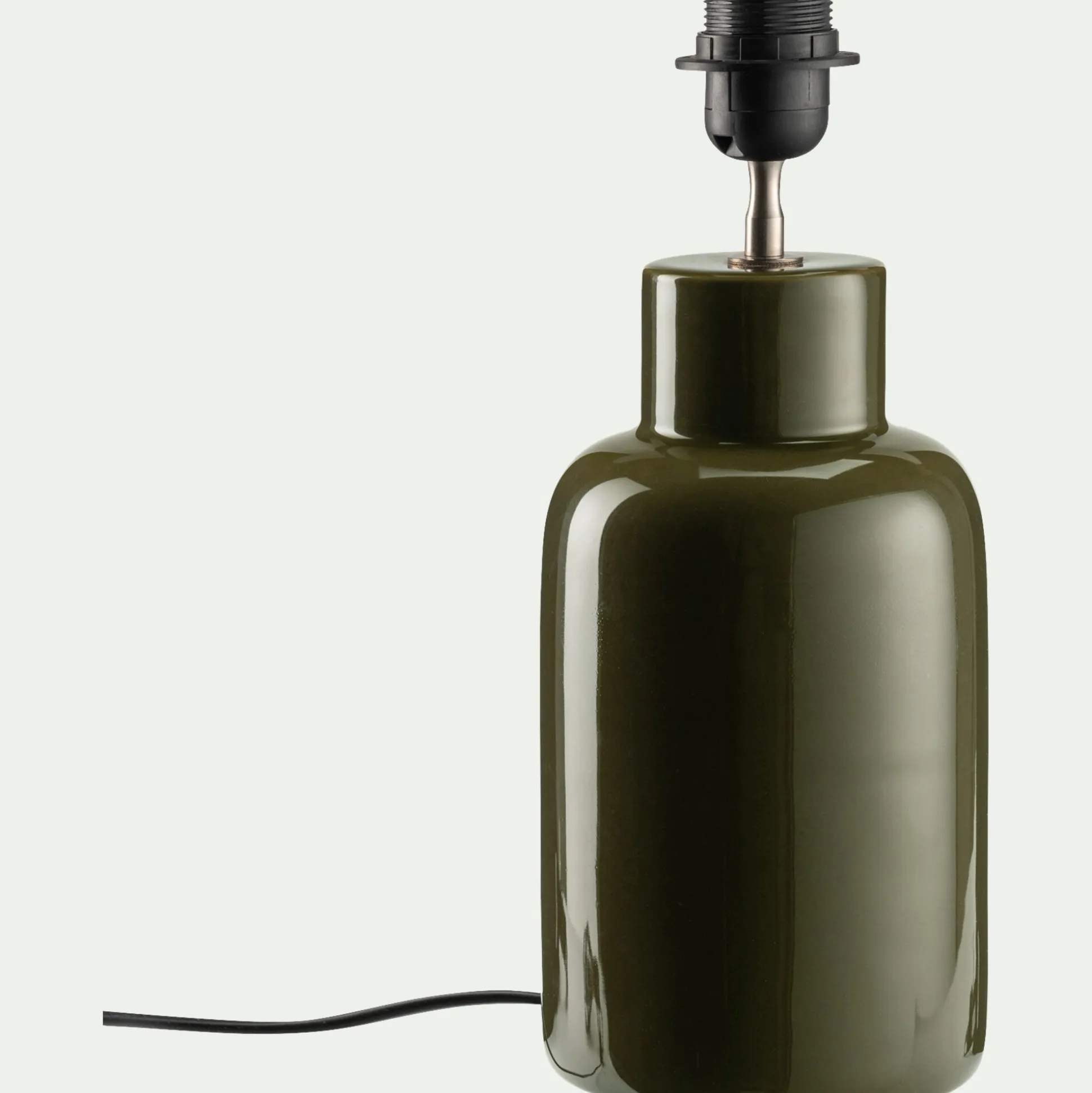 Pied de lampe électrifié en faïence - vert D13xH35cm