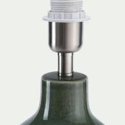Pied de lampe électrifié en grès D15,5cm - vert