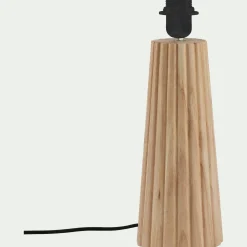 Pied de lampe électrifié en hévéa H38cm - bois clair