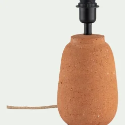 Pied de lampe électrifié en terre cuite D15cm - orange brique