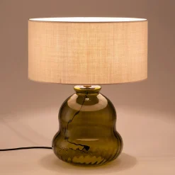 Pied de lampe électrifié en verre D20cm - vert