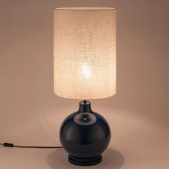 Pied de lampe électrifié en verre D34cm - bleu