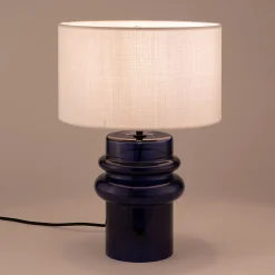 Pied de lampe électrifié en verre H35,5cm - bleu