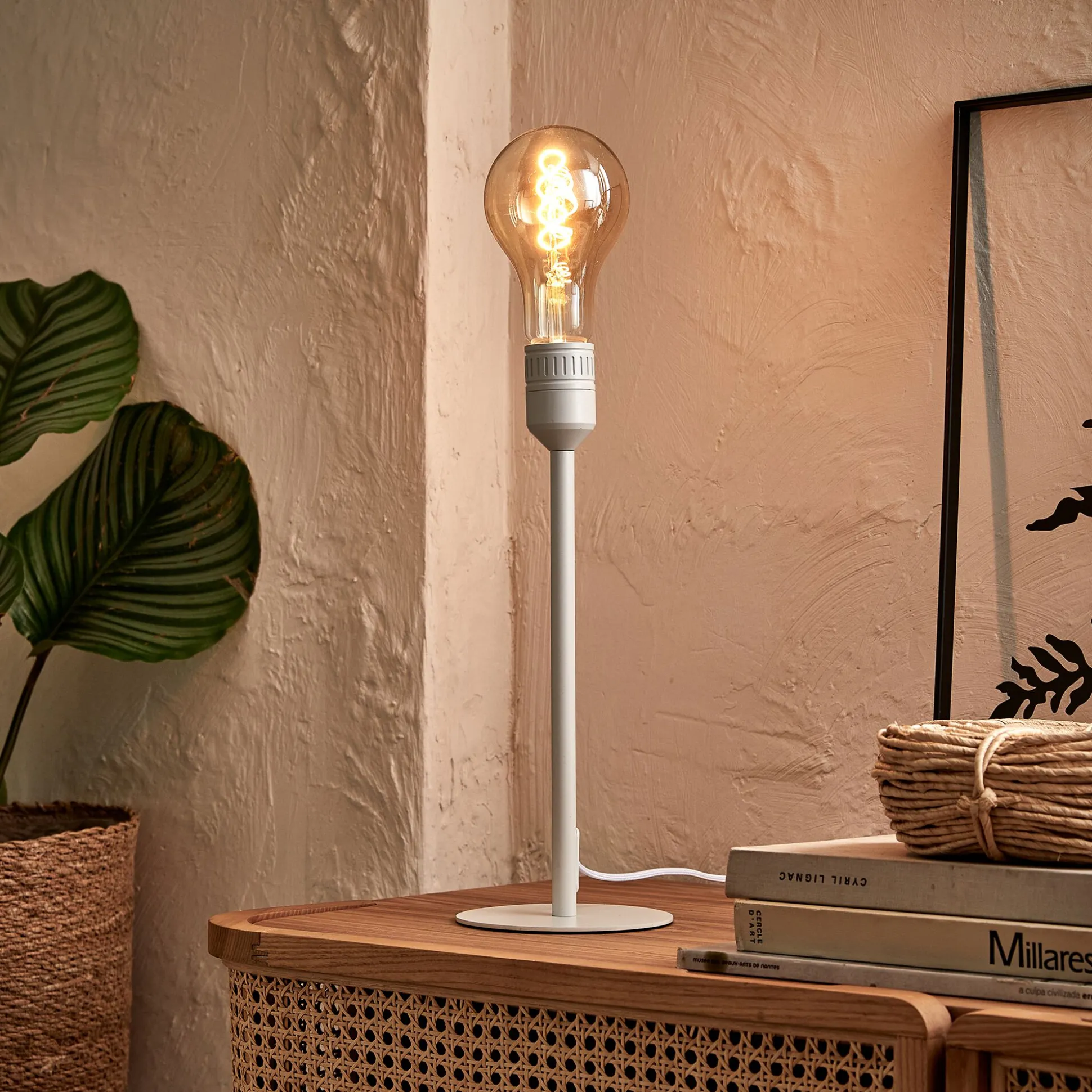 Pied de lampe à poser - blanc H37,5cm