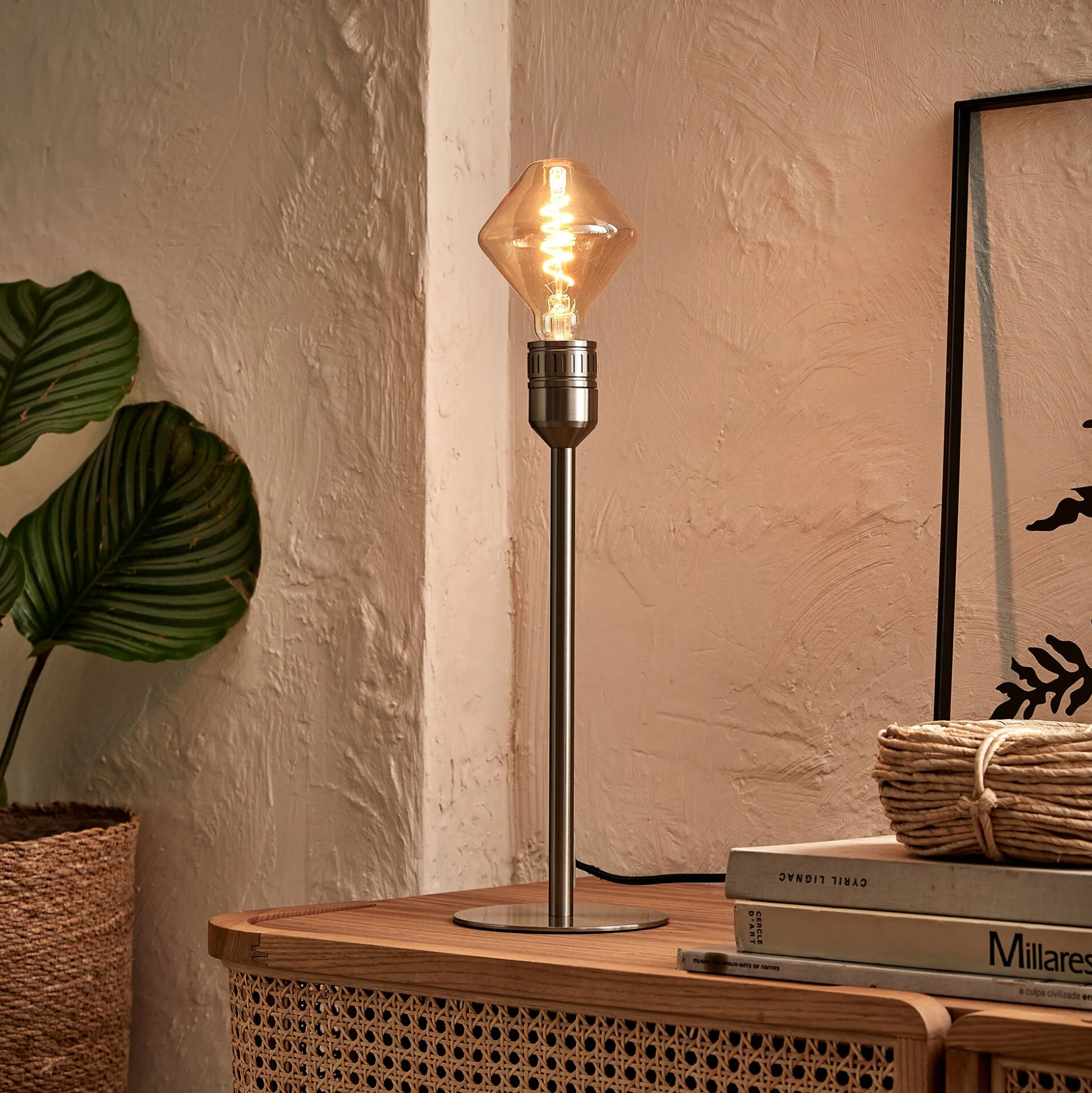 Pied de lampe à poser - gris argenté H37,2cm