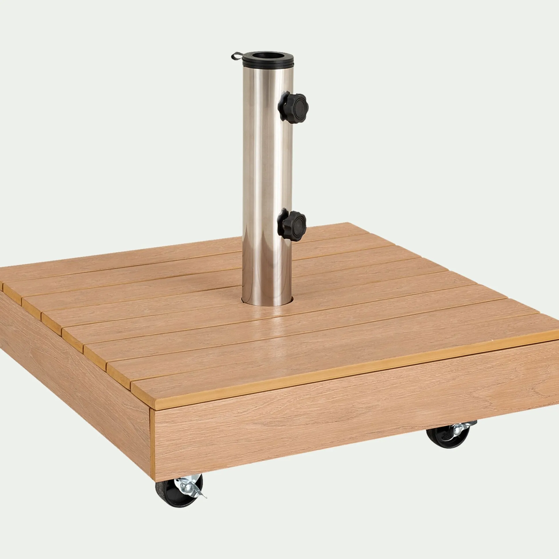 Pied de parasol en béton et bois 36kg - naturel
