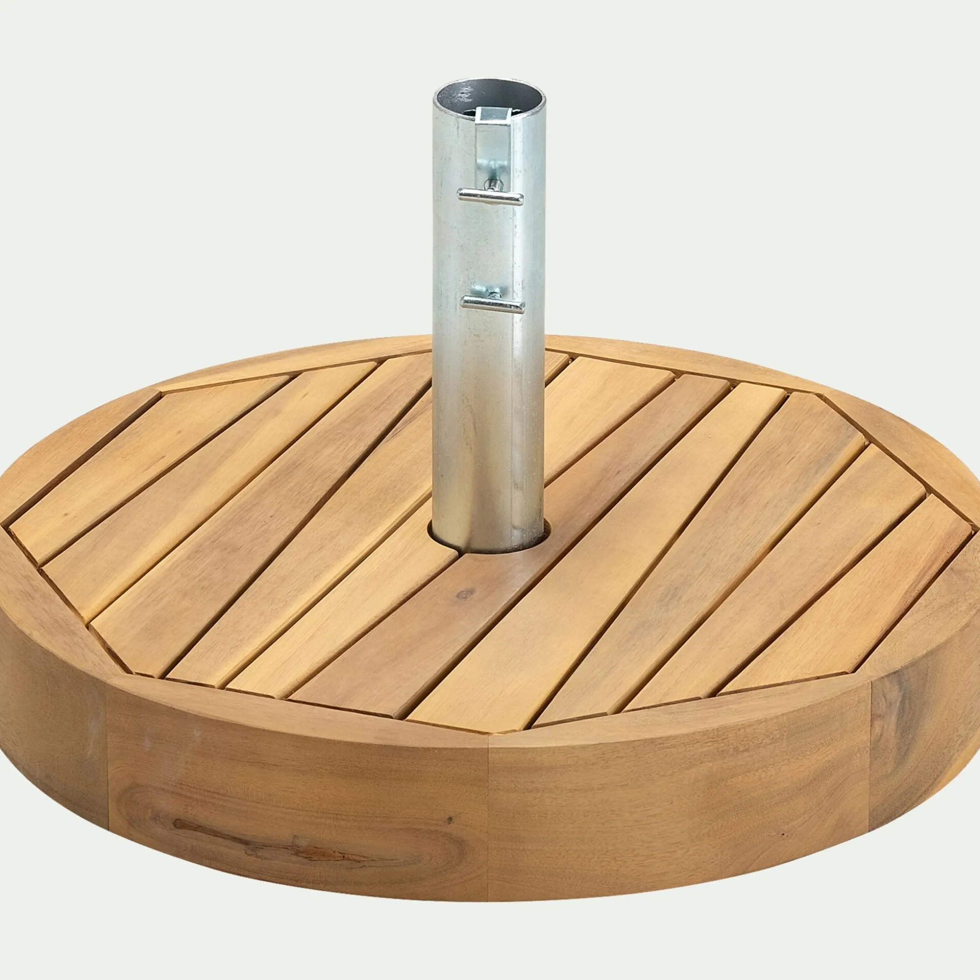 Pied de parasol rond en acacia 27kg - naturel
