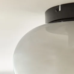Plafonnier électrifié en verre fumé D30,5cm - noir