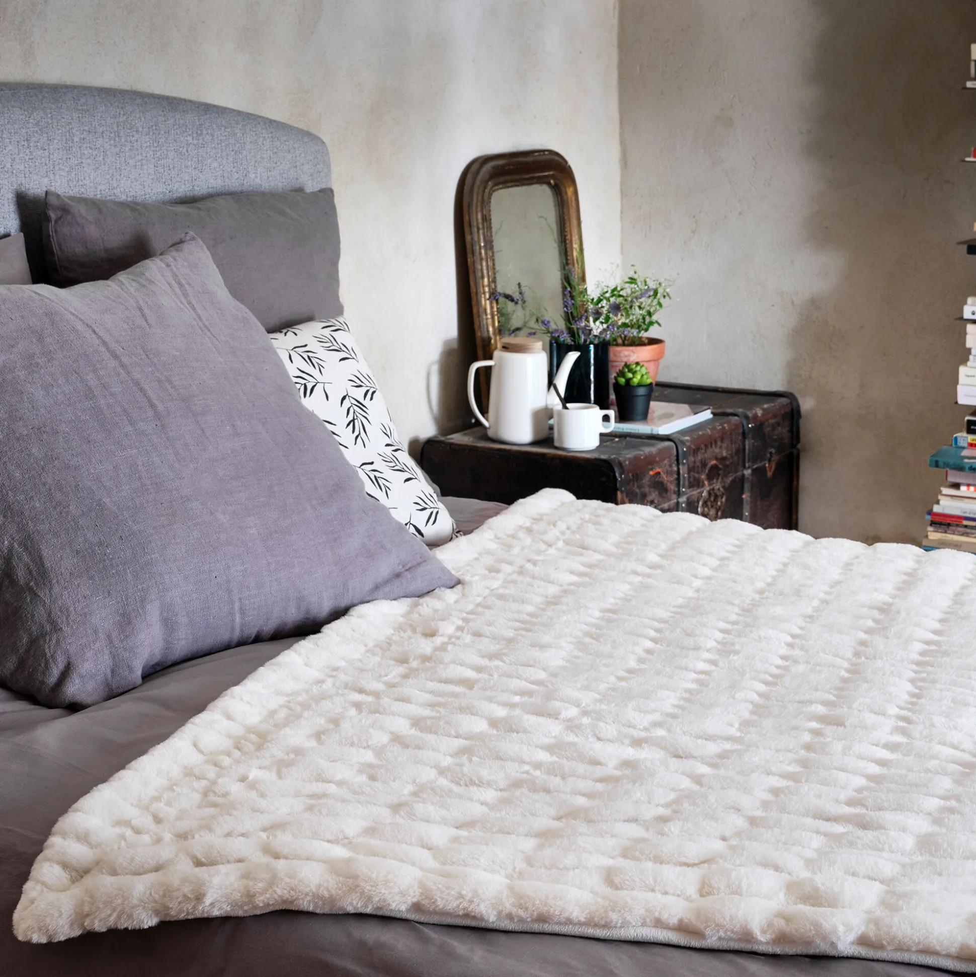 Plaid doux 130x170cm - blanc ventoux