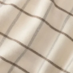 Plaid en coton et laine motif tartan finition franges 130x170cm - blanc écru