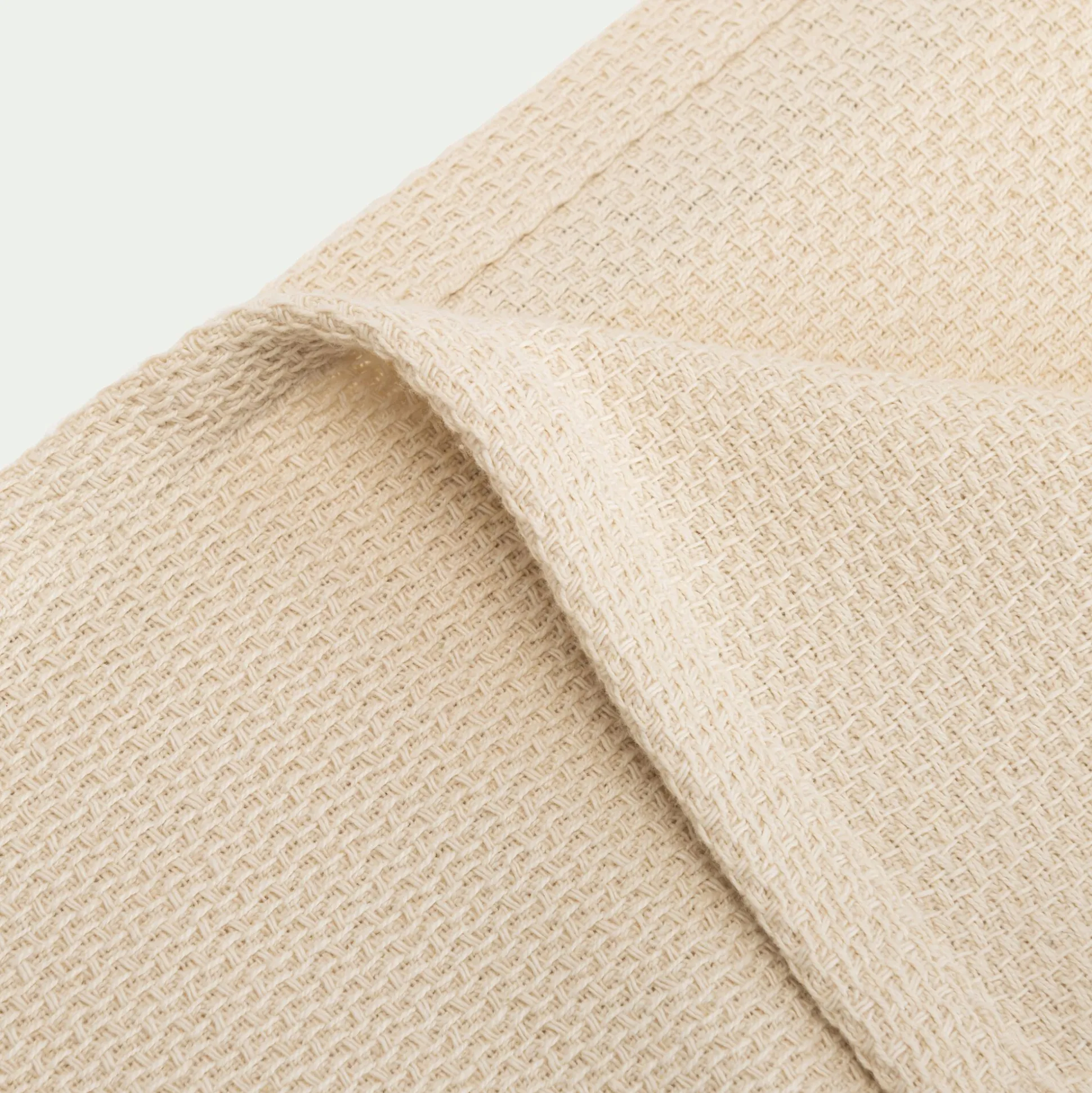 Plaid à franges en coton - beige 130x170cm