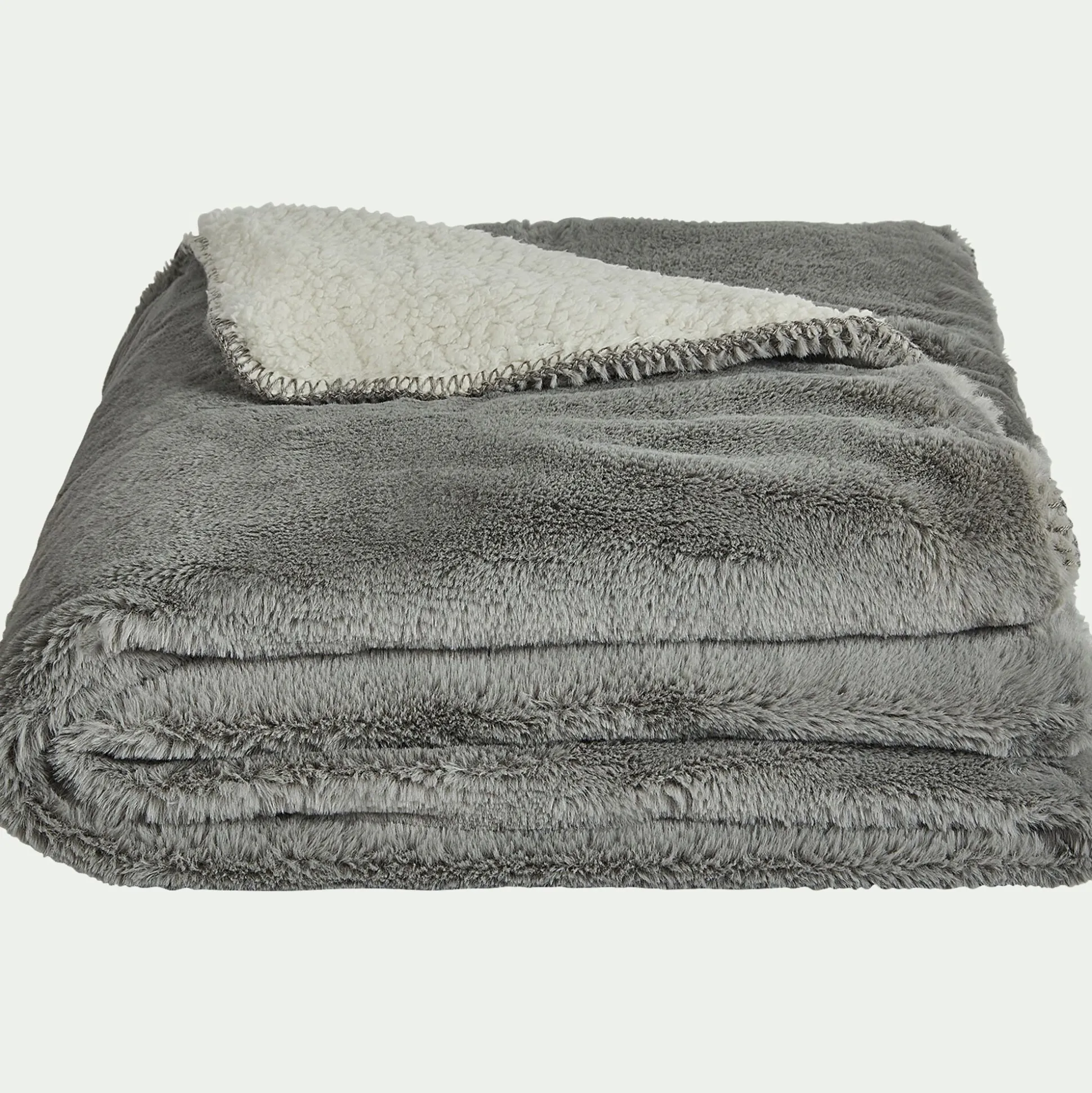 Plaid imitation fourrure 130x170cm - gris restanque