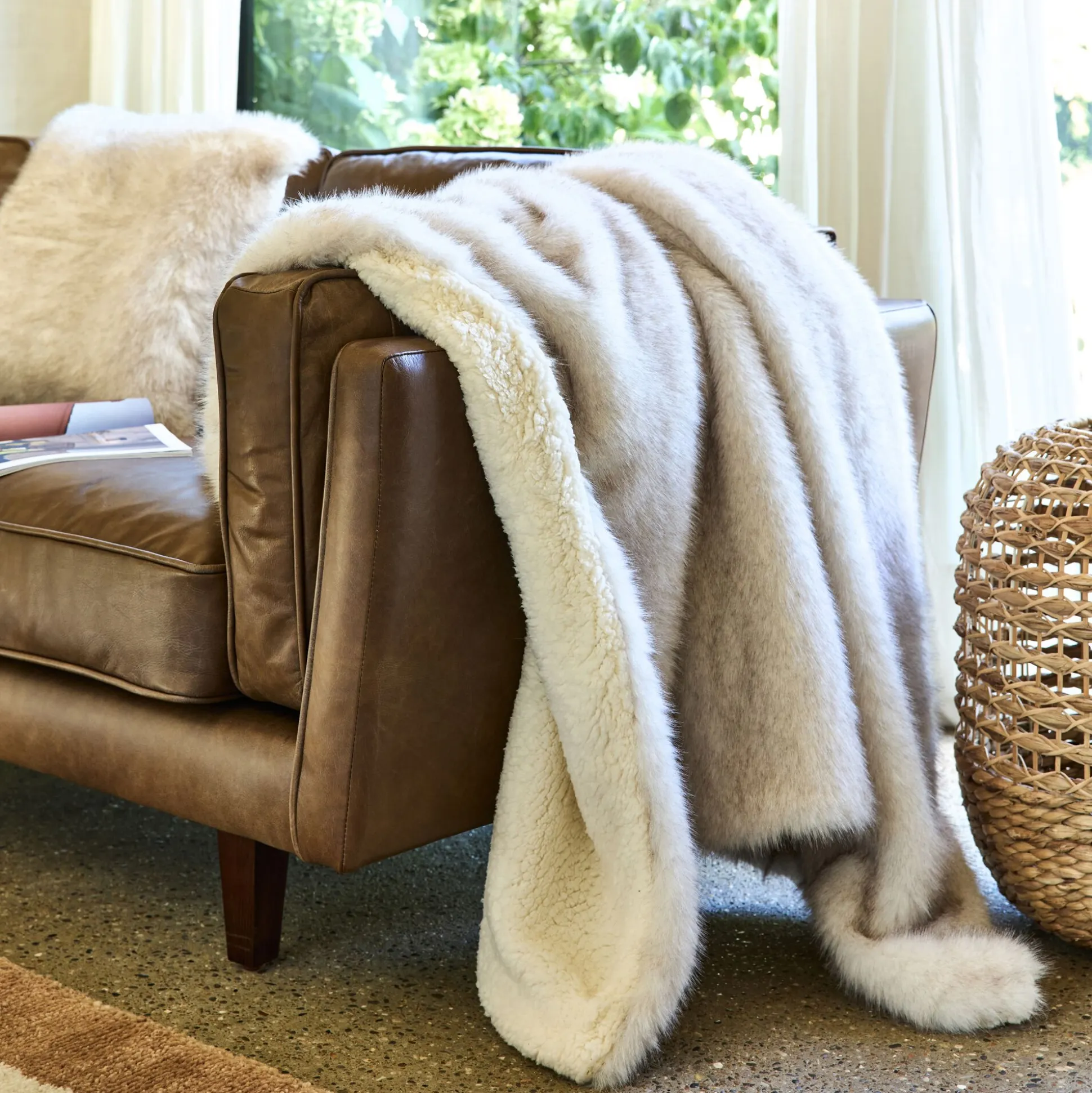 Plaid imitation fourrure 130x170cm - beige
