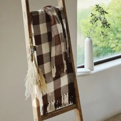 Plaid tartan en coton 130x170cm - vert mousse