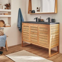 Plan vasque 120cm en terrazzo noir