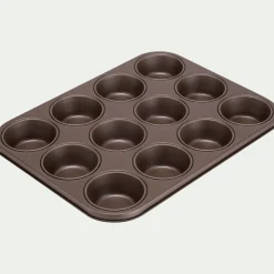 Plaque de cuisson pour 12 muffins en acier - marron